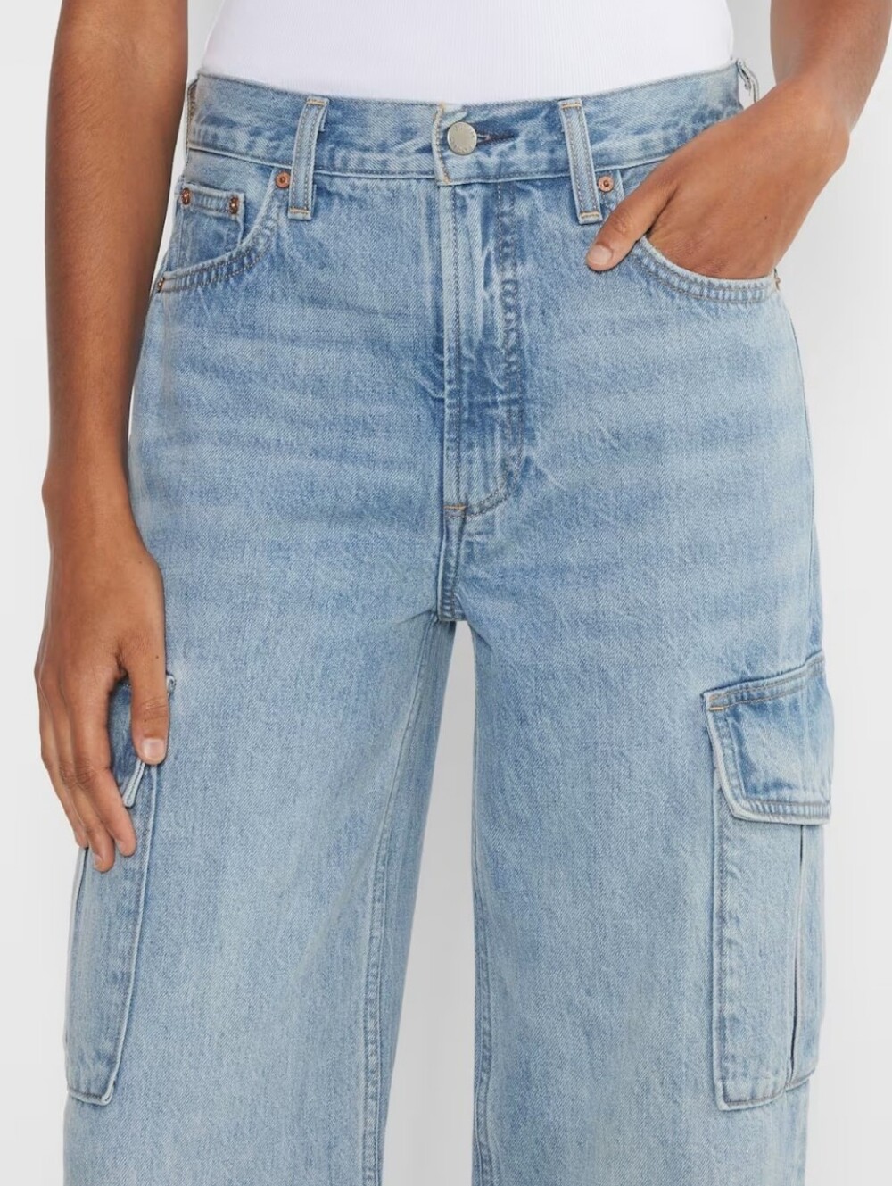 Aritzia Denim Forum Farrah‎ Hi Rise Wide Leg Cargo Jeans Size 31 - Picture 6 of 16